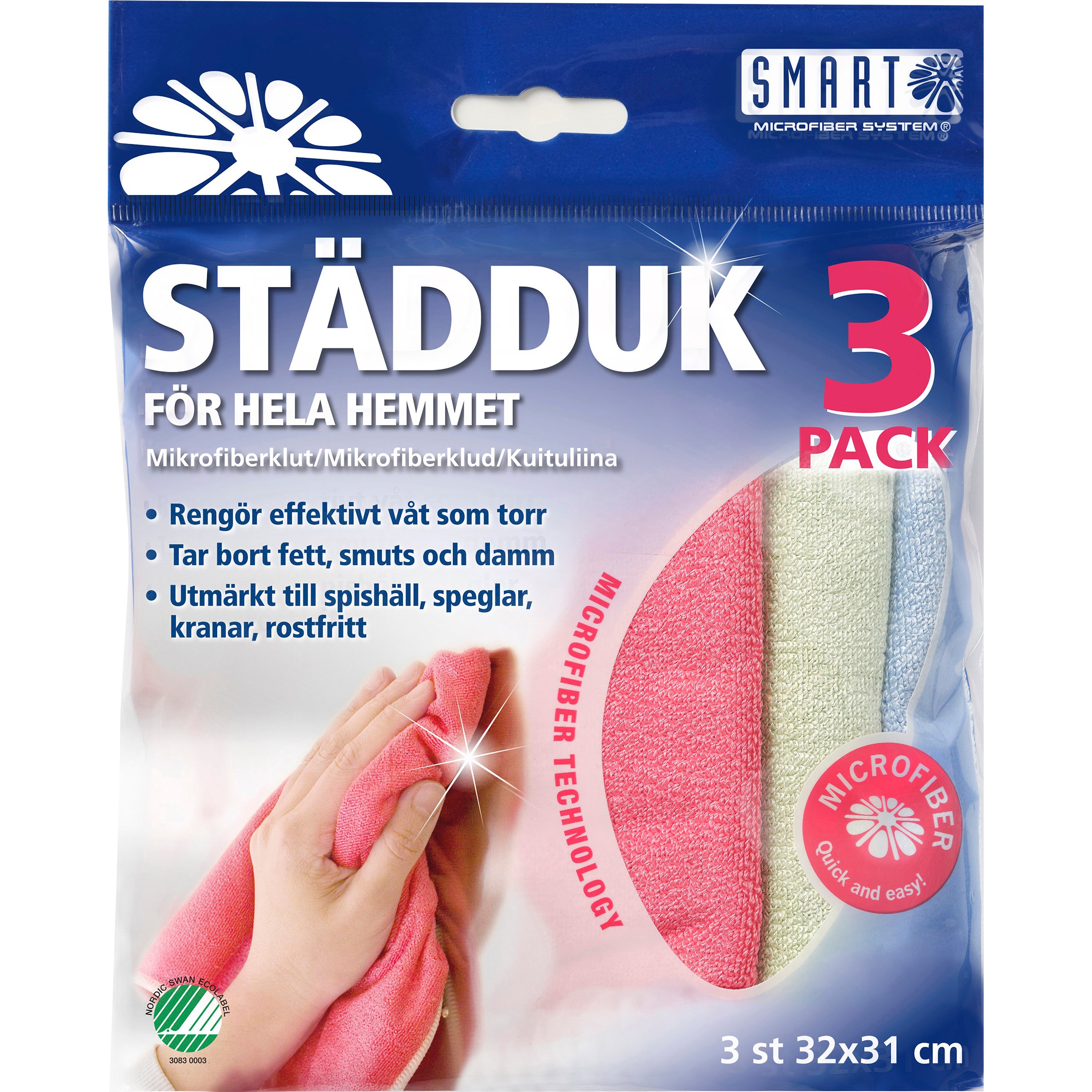 Städduk Smart Microfiber, 3-pack