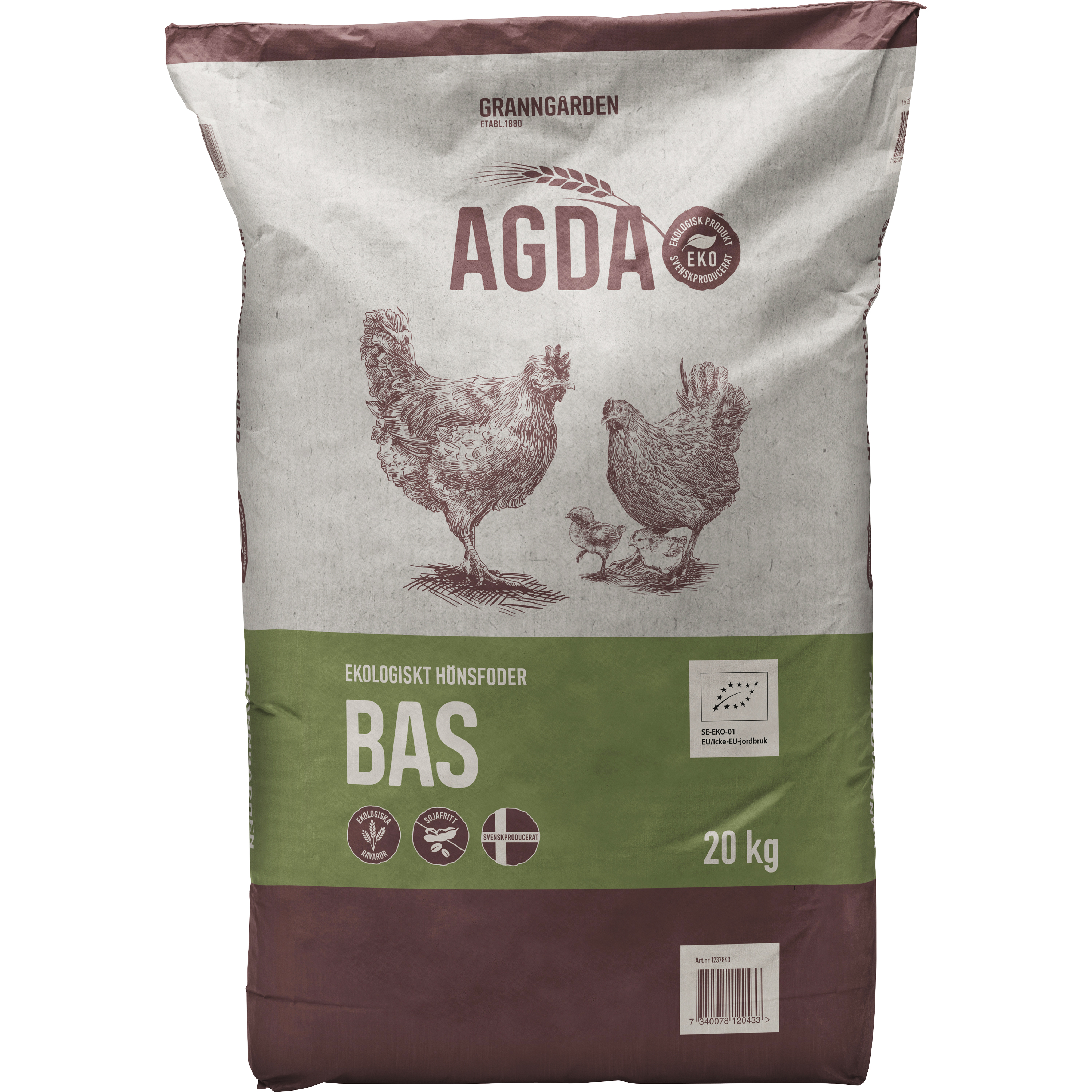 Hönsfoder Granngården Agda Bas Pellets, 20 kg