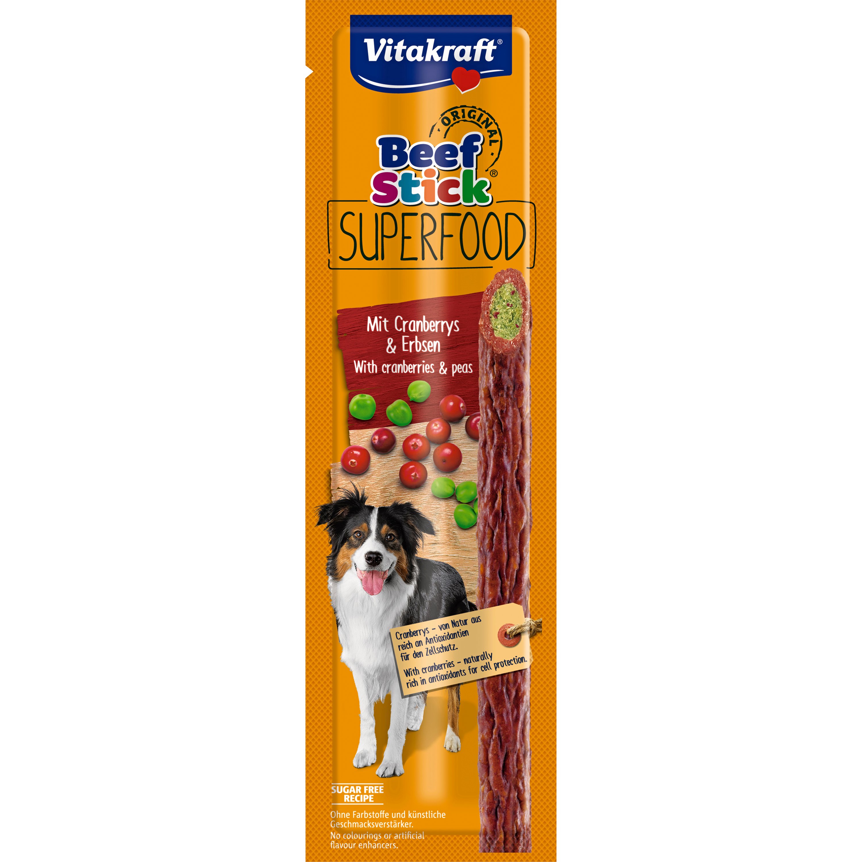 Hundgodis Vitakraft BeefStick Superfood Tranbär/Ärtor