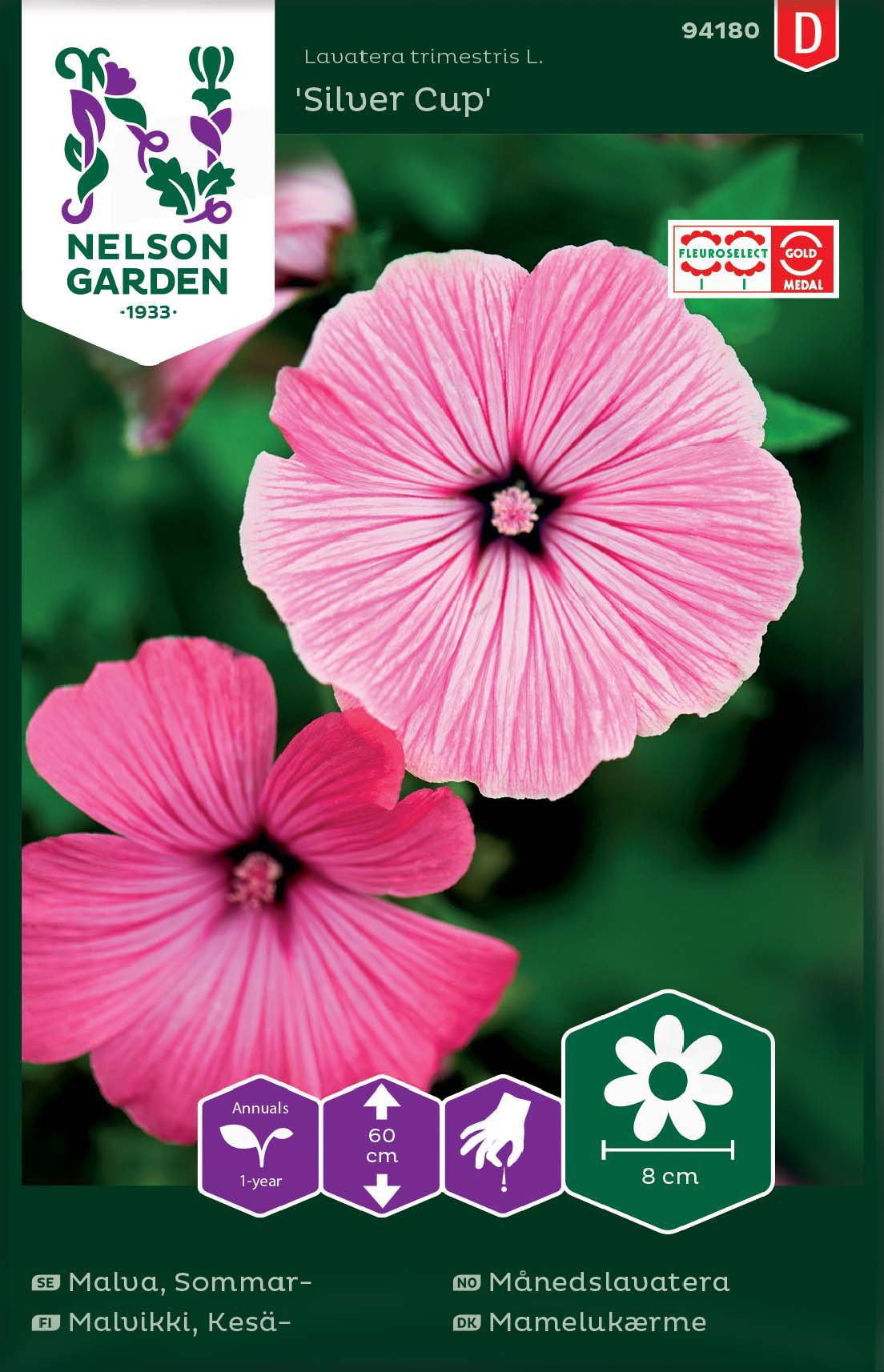 Fröer Nelson Garden Malva Sommar- Silver Cup Rosa