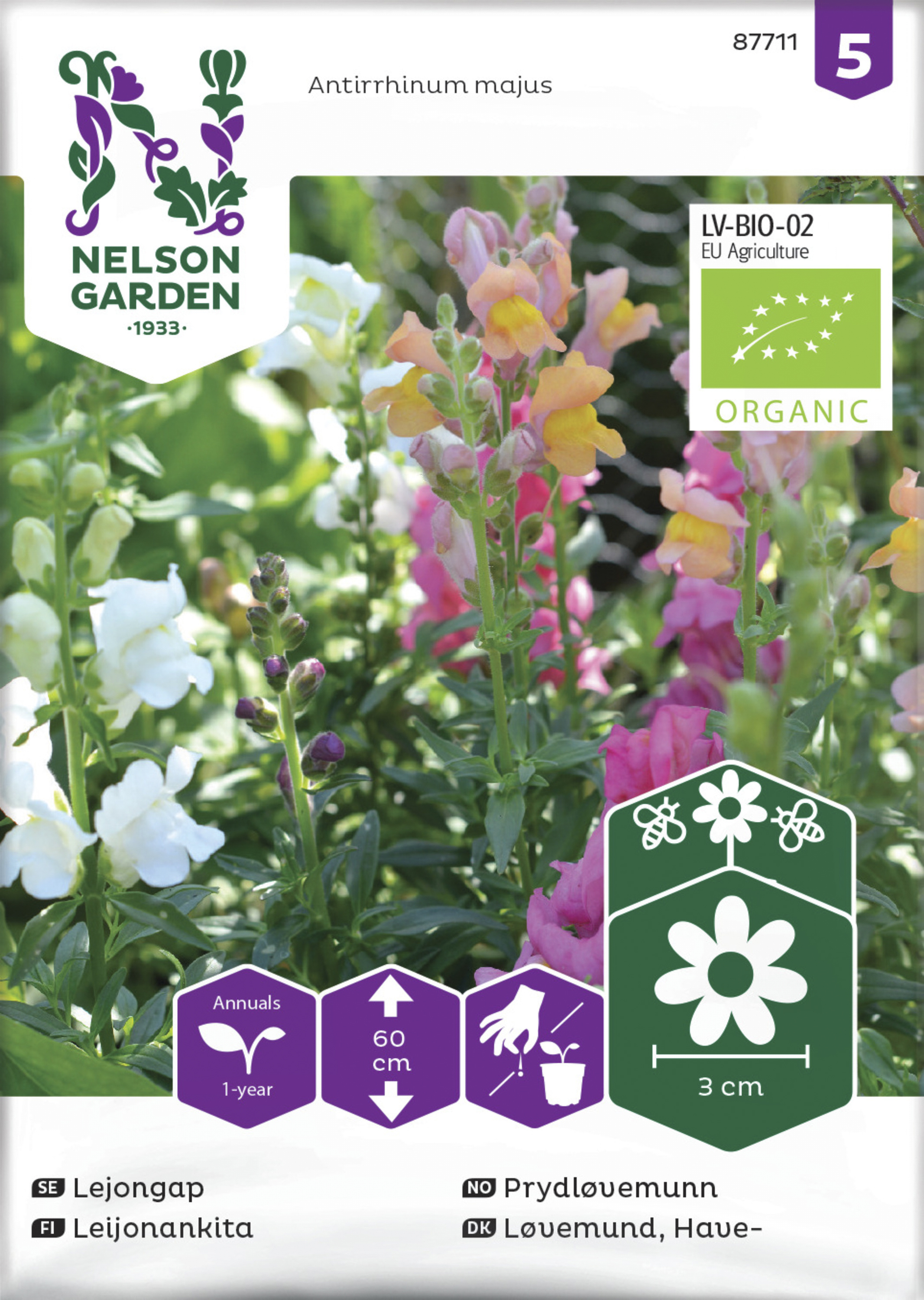 Fröer Nelson Garden Lejongap Organic Hög Blandade färger