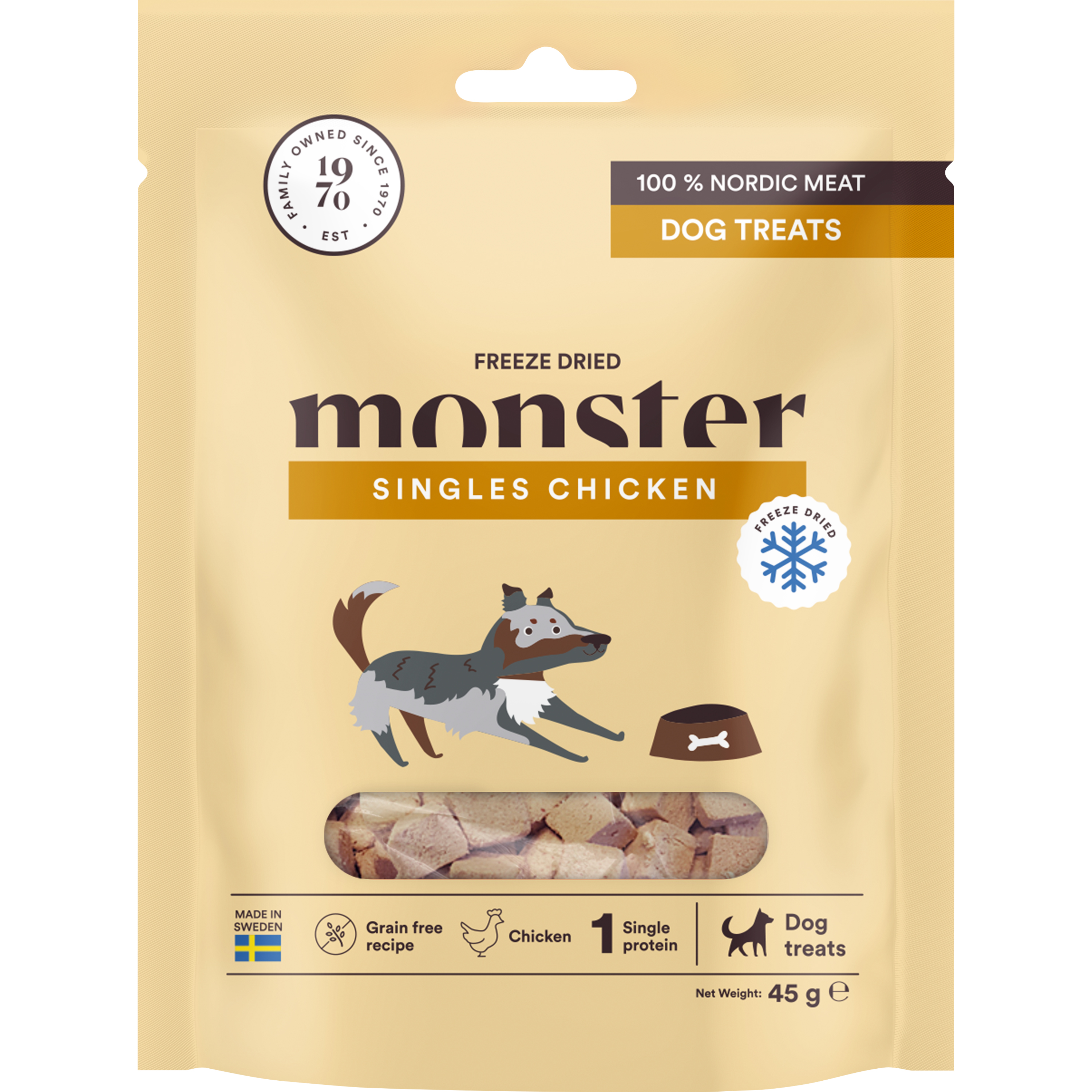 Hundgodis Monster Dog Treats Freeze Dried Chicken 45 g