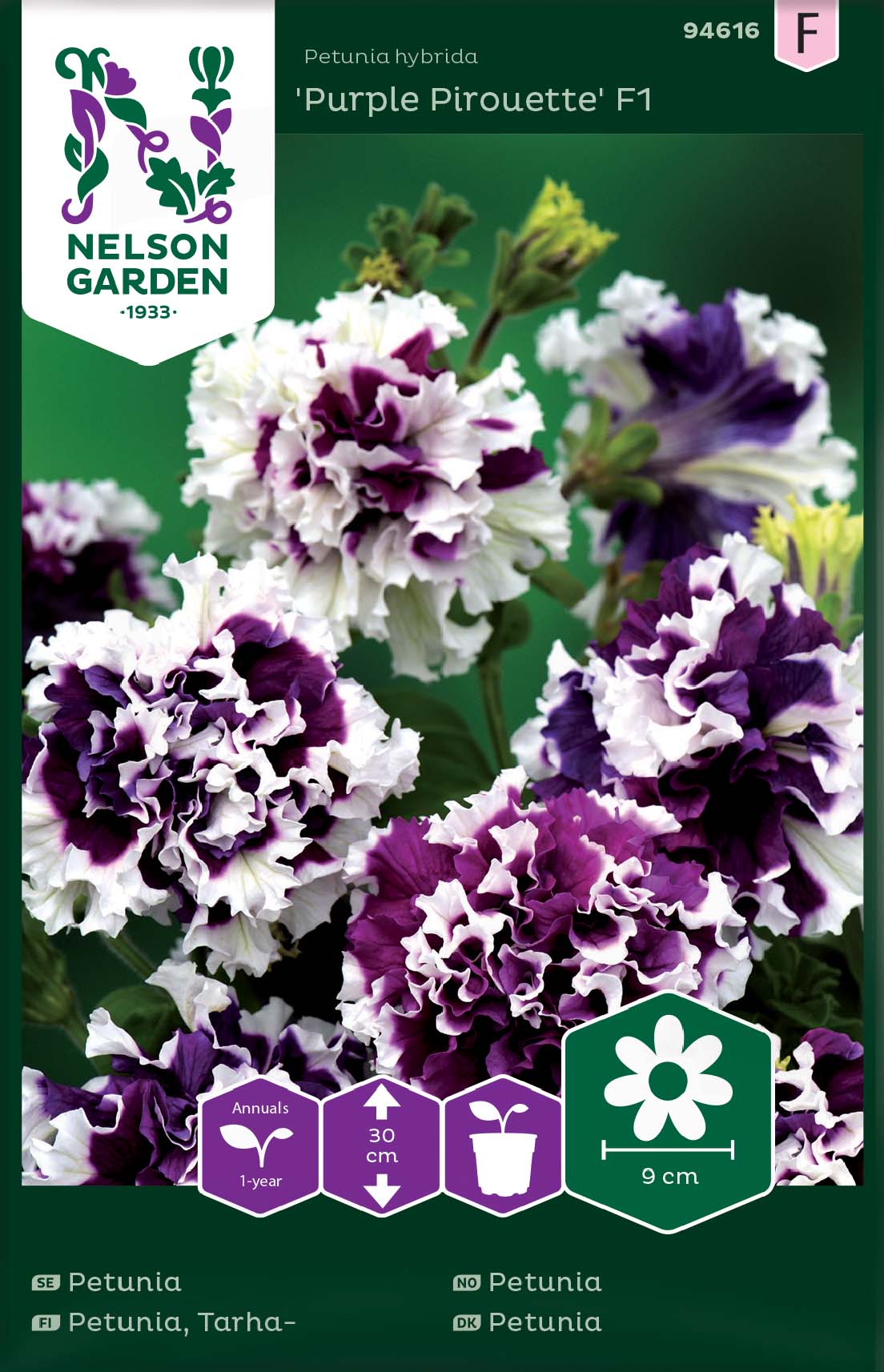 Fröer Nelson Garden Petunia Purple Pirouette F1 Dubbel