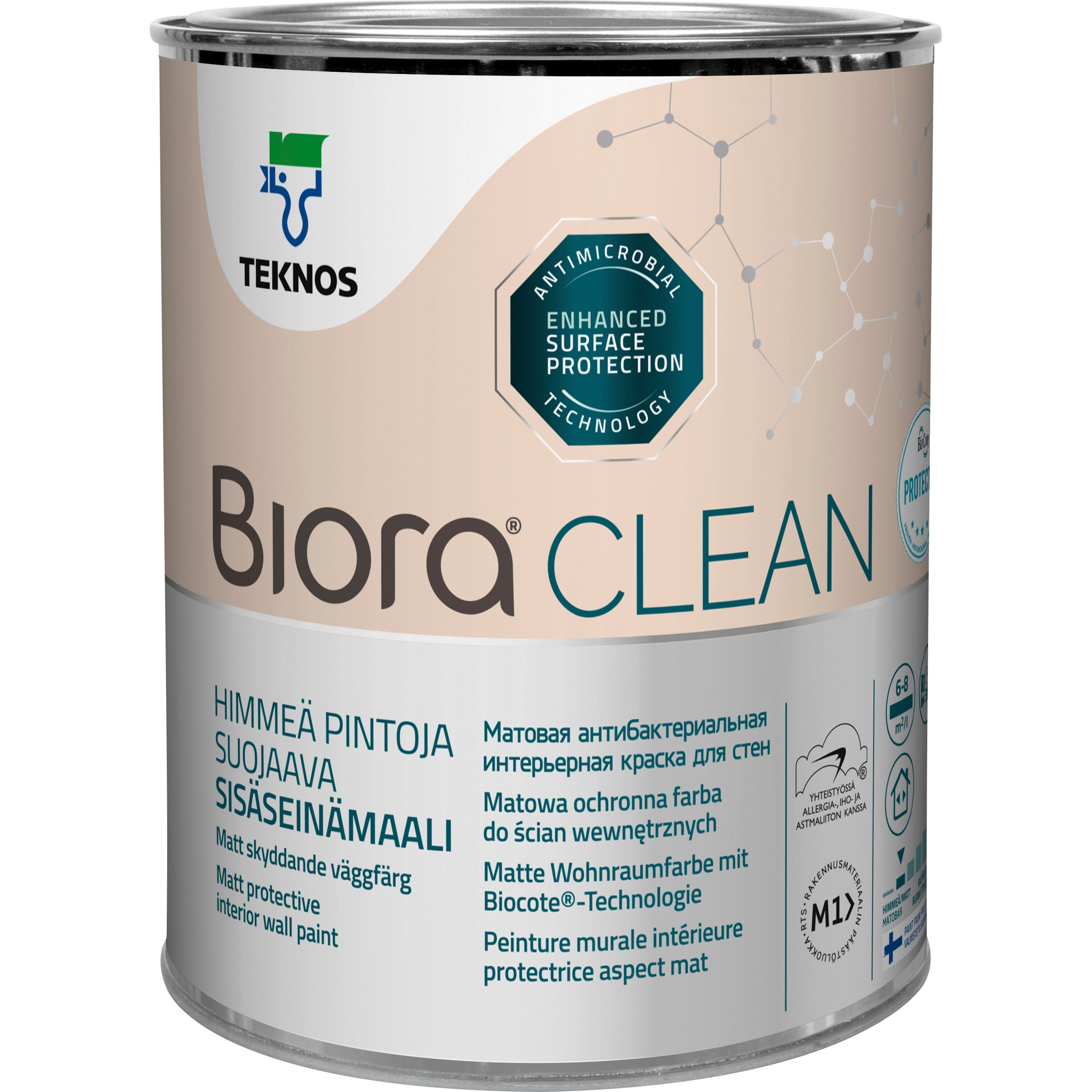 Väggfärg Teknos Biora Clean Bas 3, 0,9 l