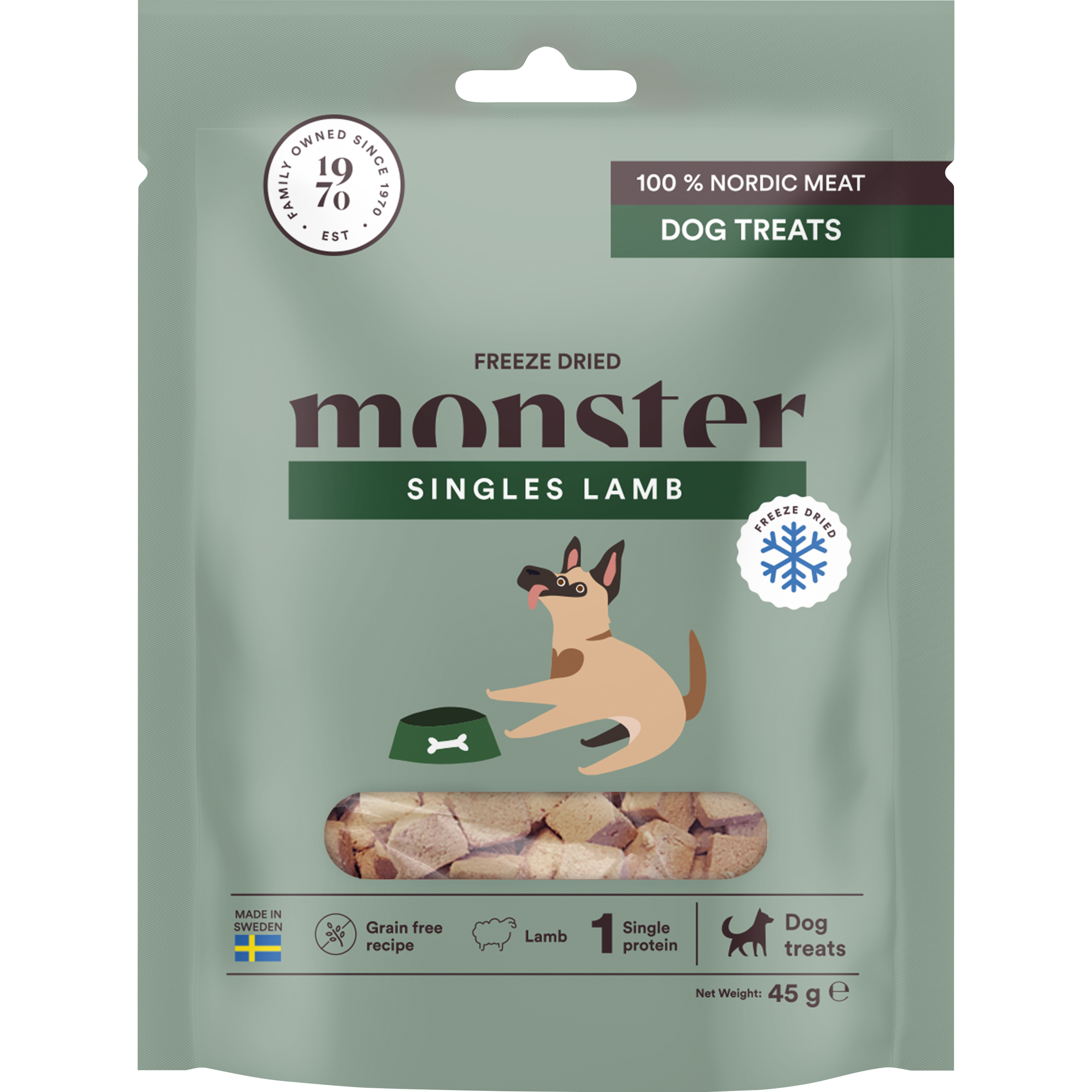 Hundgodis Monster Dog Treats Freeze Dried Lamb 45 g