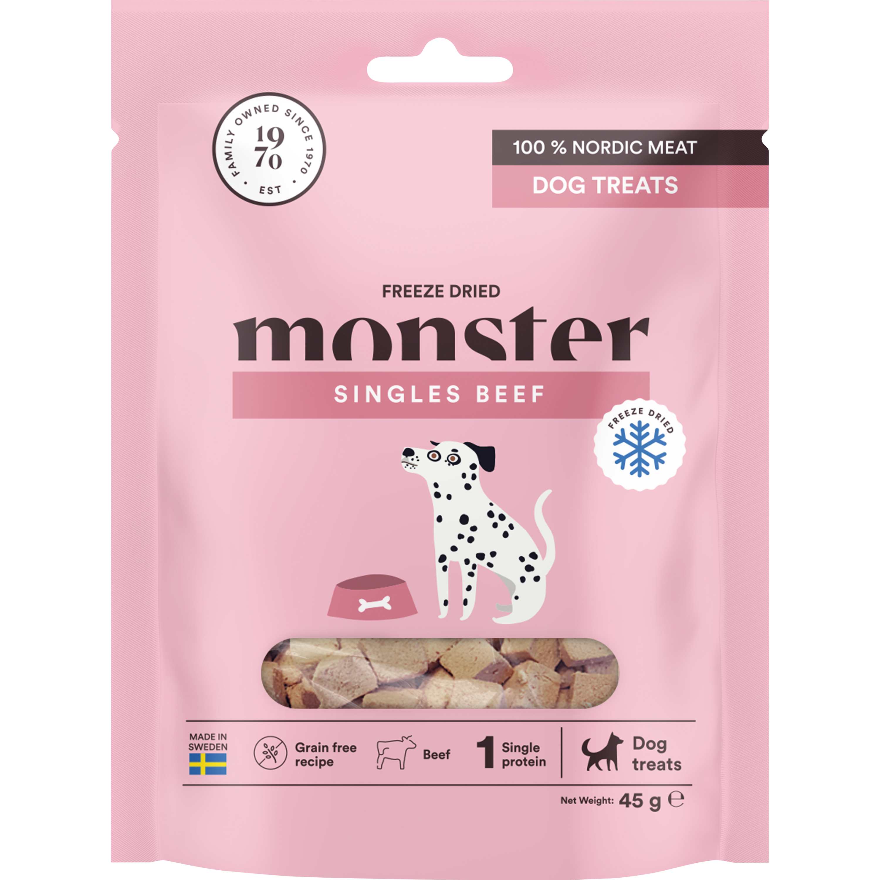 Hundgodis Monster Dog Treats Freeze Dried Beef 45 g